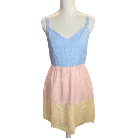 Cynthia Rowley linen mini sundress color block spring European summer - Picture 1 of 7